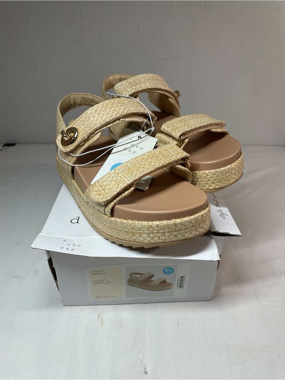 a new day Woven Straw Platform Sandals - Natural Tan